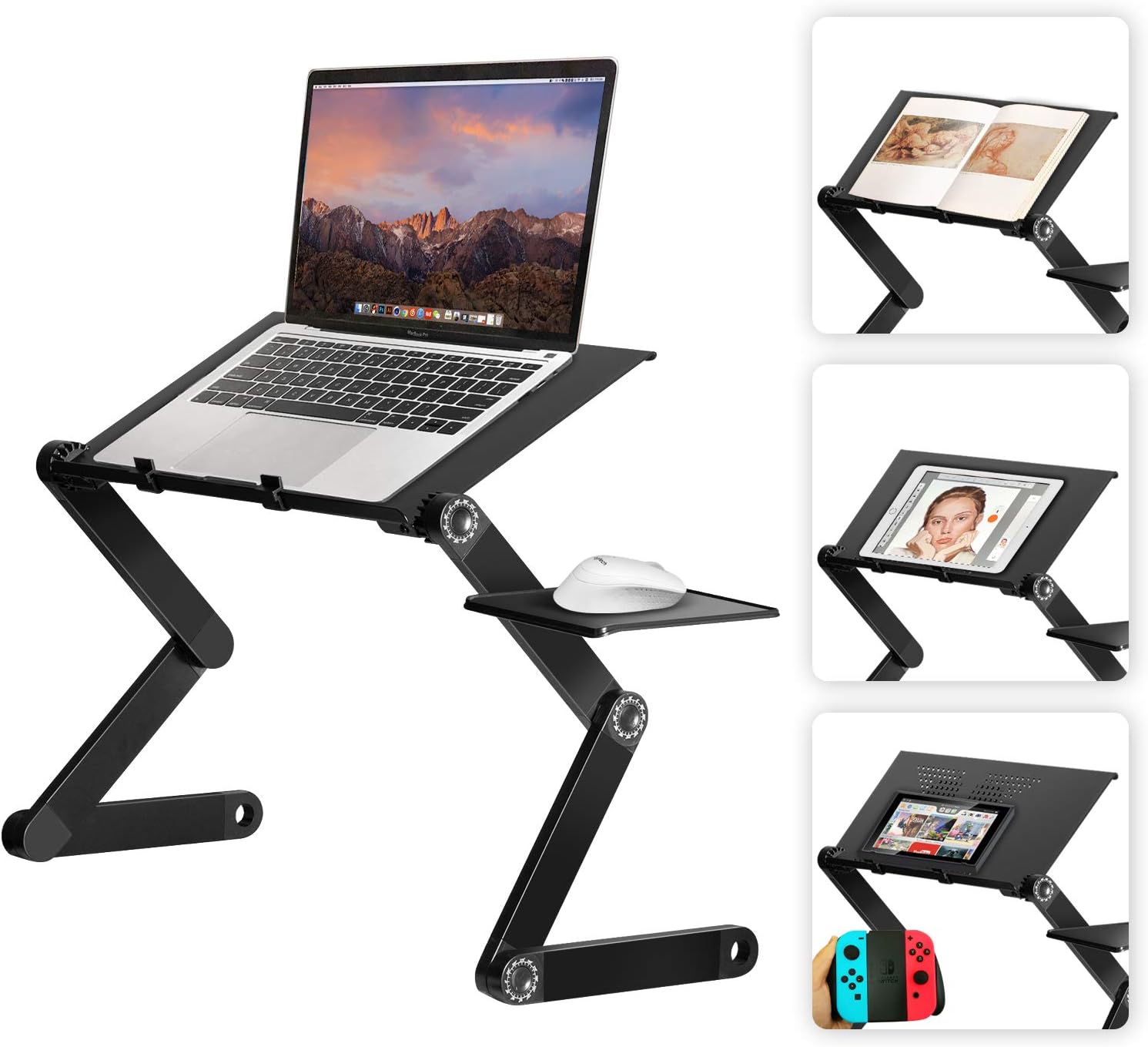 YOSHIKO Foldable Laptop Stand for Bed, Portable, Adjustable, Unique, Height Adjustable, Coffee Finish