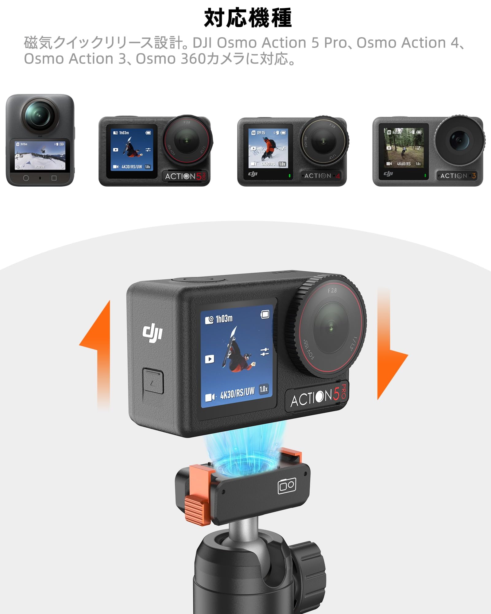 Amazon | DJI Osmo Action 5 Pro/4/3用 三脚/自撮り棒/一脚兼用 54cm