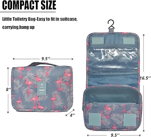 Miniatura 7 de L&FY Neceser de viaje portátil multifunción, bolsa de maquillaje cosmético, estuche de aseo organizador de lavado, Impresión de leopardo.,