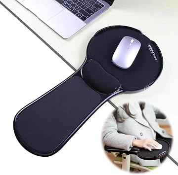 LL-COEUR Memory Foam Arm Support Wrist Rest for Table and Chair, Ergonomic Armrest Desk Extender, Multifunctional Computer Mouse Pad black