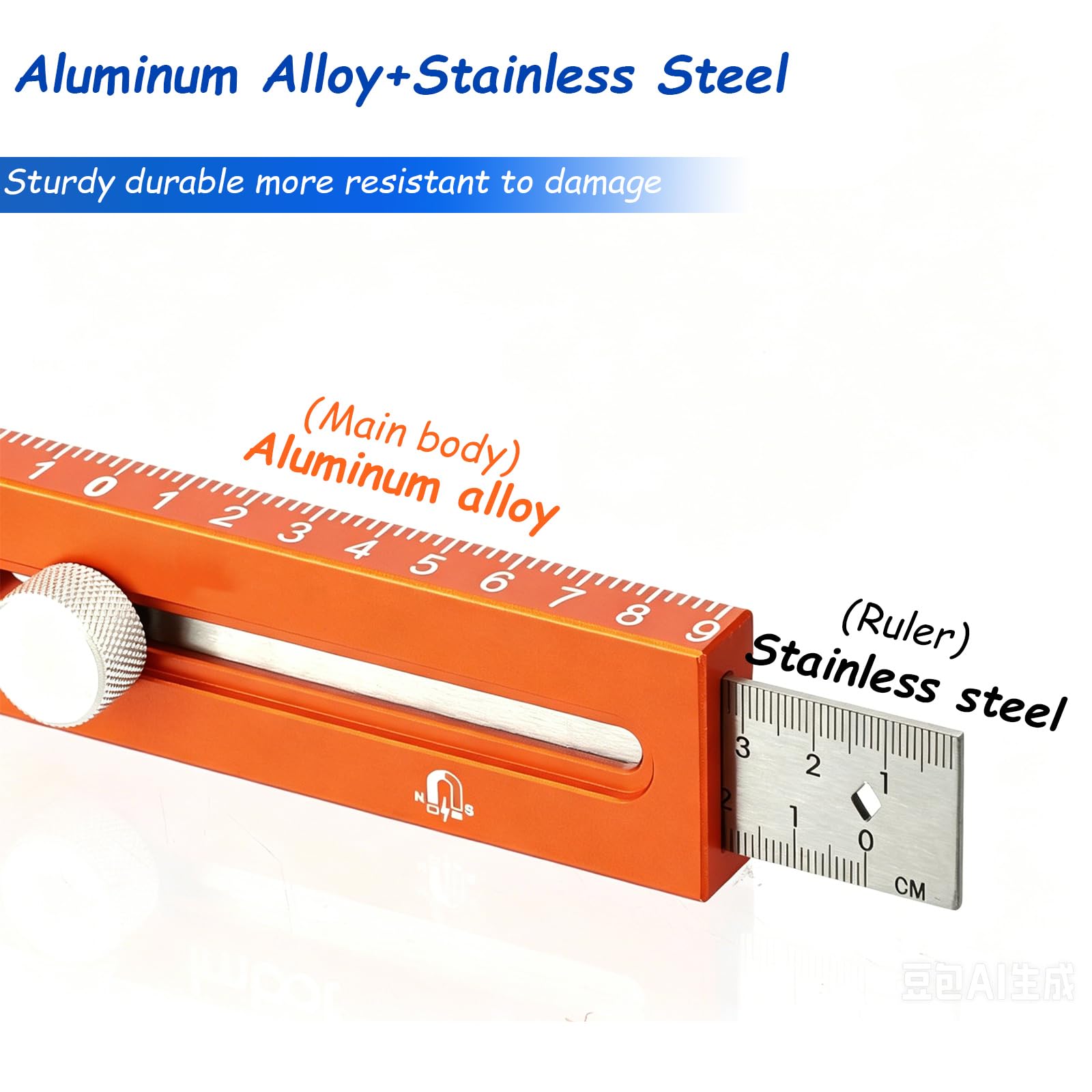 Liniał Traserski,Wielofunkcyjne NarzęDzie Traserskie,Aluminium I Stal Nierdzewna,Z Libelkami 90° 180°,GłęBokośCiomierzem,Do Prac Stolarskich,MontażU PłYt Gipsowo Kartonowych,Budownictwa DIY(185*37mm,O