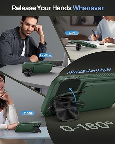 Miniatura 4 de Funda tipo cartera para iPhone 16e con soporte, tarjetero integrado y funda para cámara, protección contra caídas de grado militar a prueba de