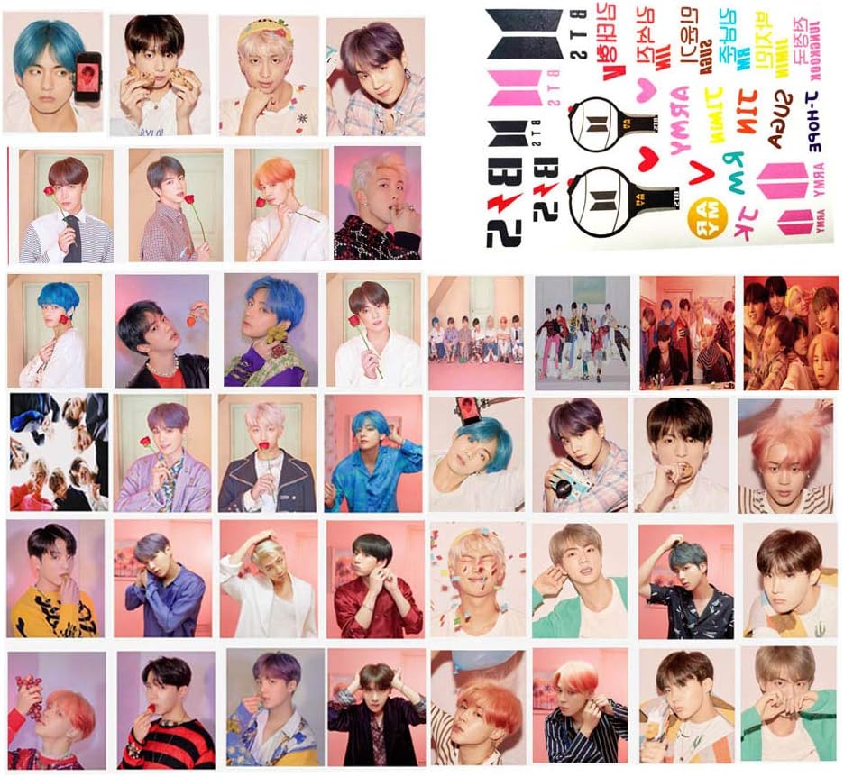 40PCS BTS MAP of The Soul Pesonal New BTS Album LOMO Card Set of Gift for A.R.M.Y- BTS Photo Postcard Set with 1 PCS Hemp Rope and 5 Photo Clips 2019