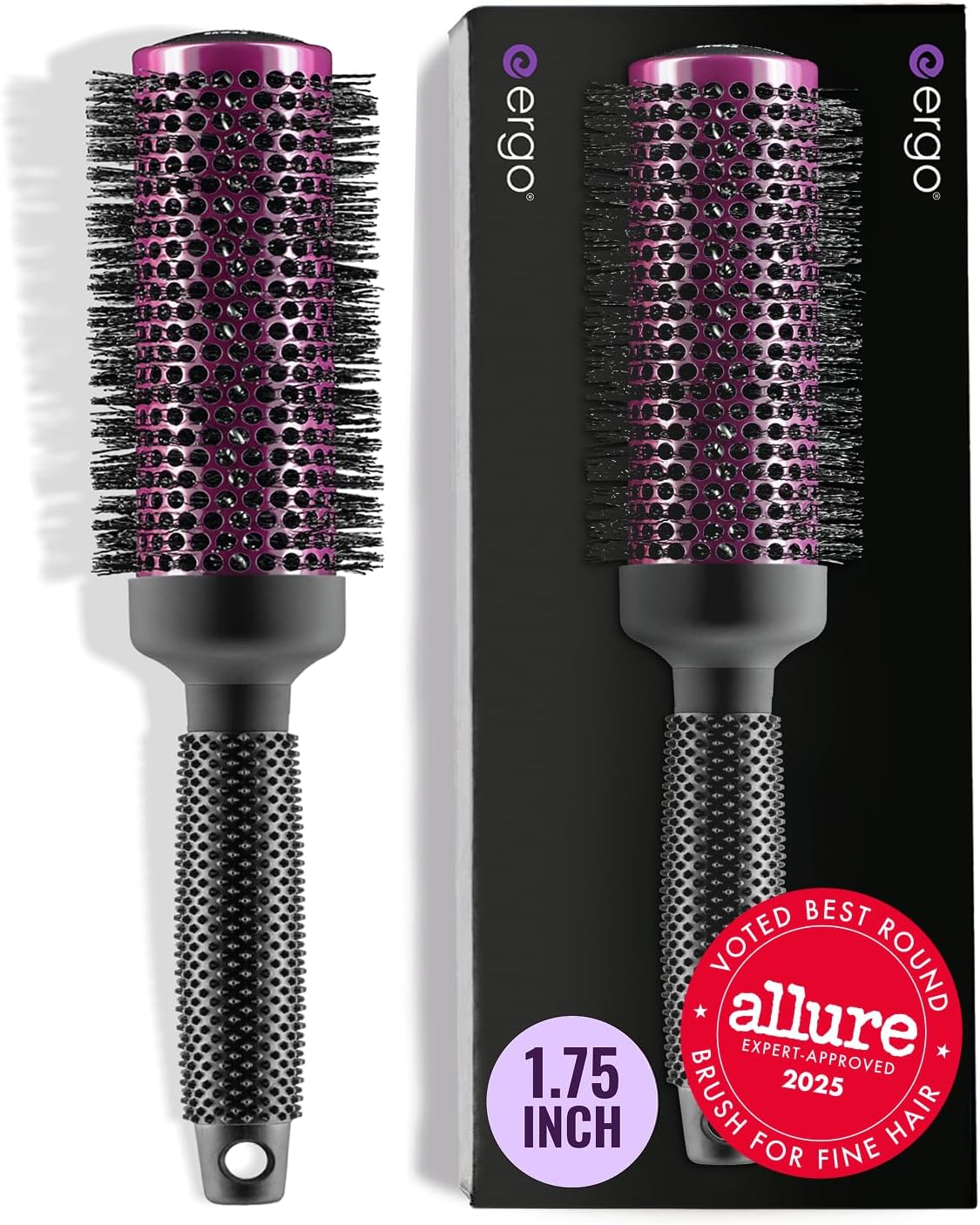ERGO Super Gentle Round Hair Brush for Blow Out - Salon Quality Salon Brushes for Women - Volumizing Blowout Brush - Wet & Dry Use - ERG43: 1.75