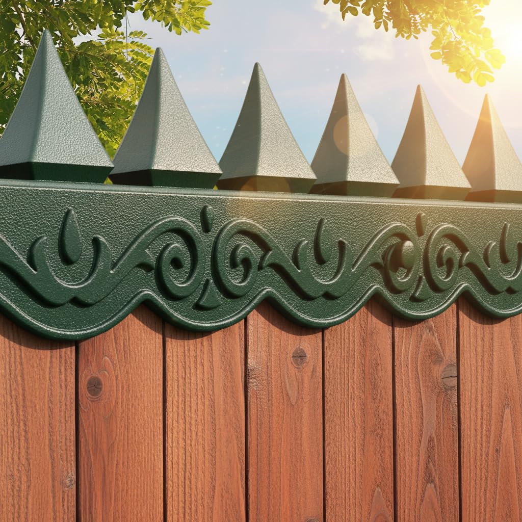 Grangewood Fencing Supplies Ltd Anti-Climb Security Spikes โ Weatherproof Plastic Fence Toppers, Deterrent for Cats, Birds & Intruders - 1 x Twin Pack (Green)