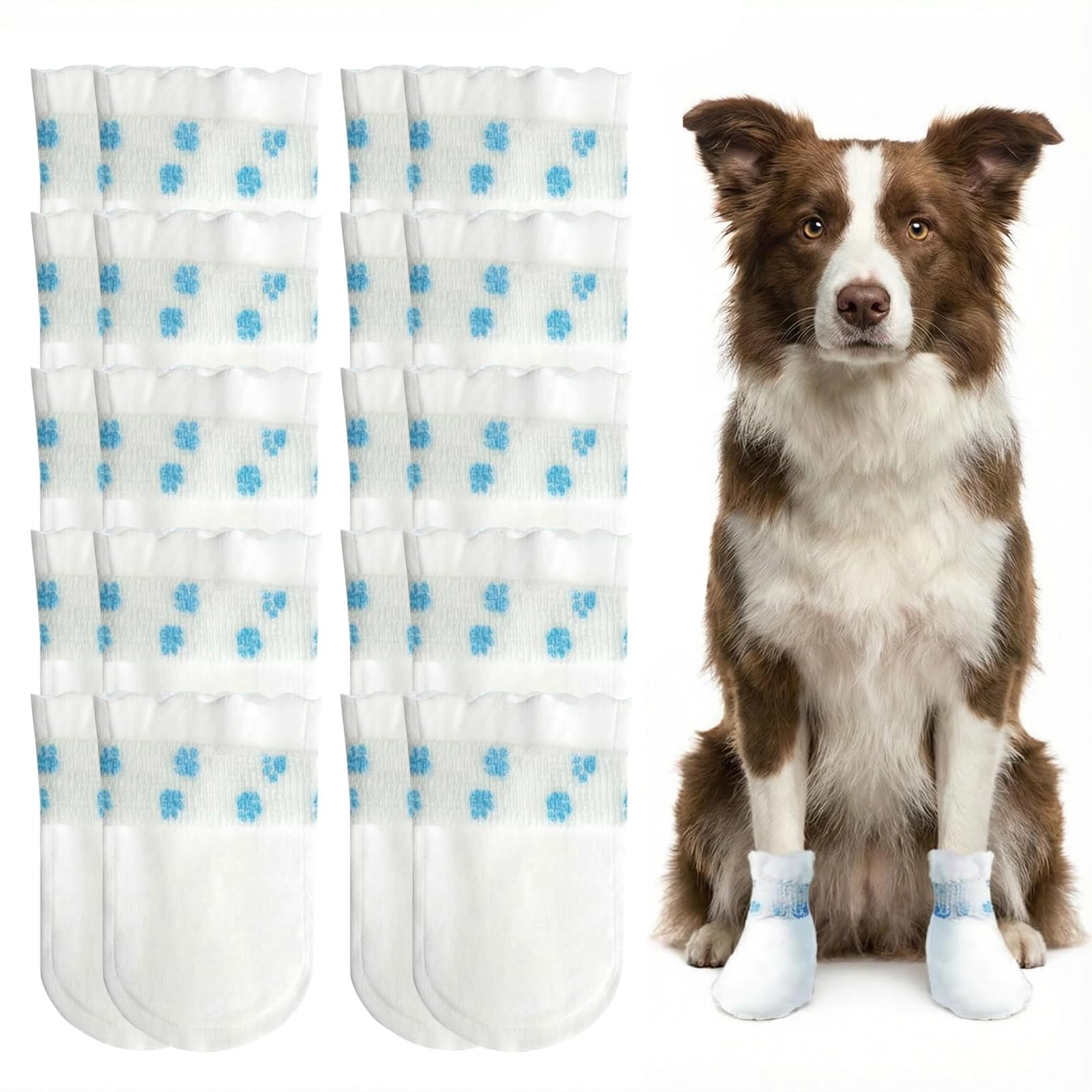 Autotide 20 Pcs Dog Boots for Injured Paws Waterproof With Dog Bandages for Paws | Disposable Dog Socks Paws Stop Licking | Paw Protectors for Indoor Outdoor Walking, Post-Surgery & Rainy (M,7-16kg)