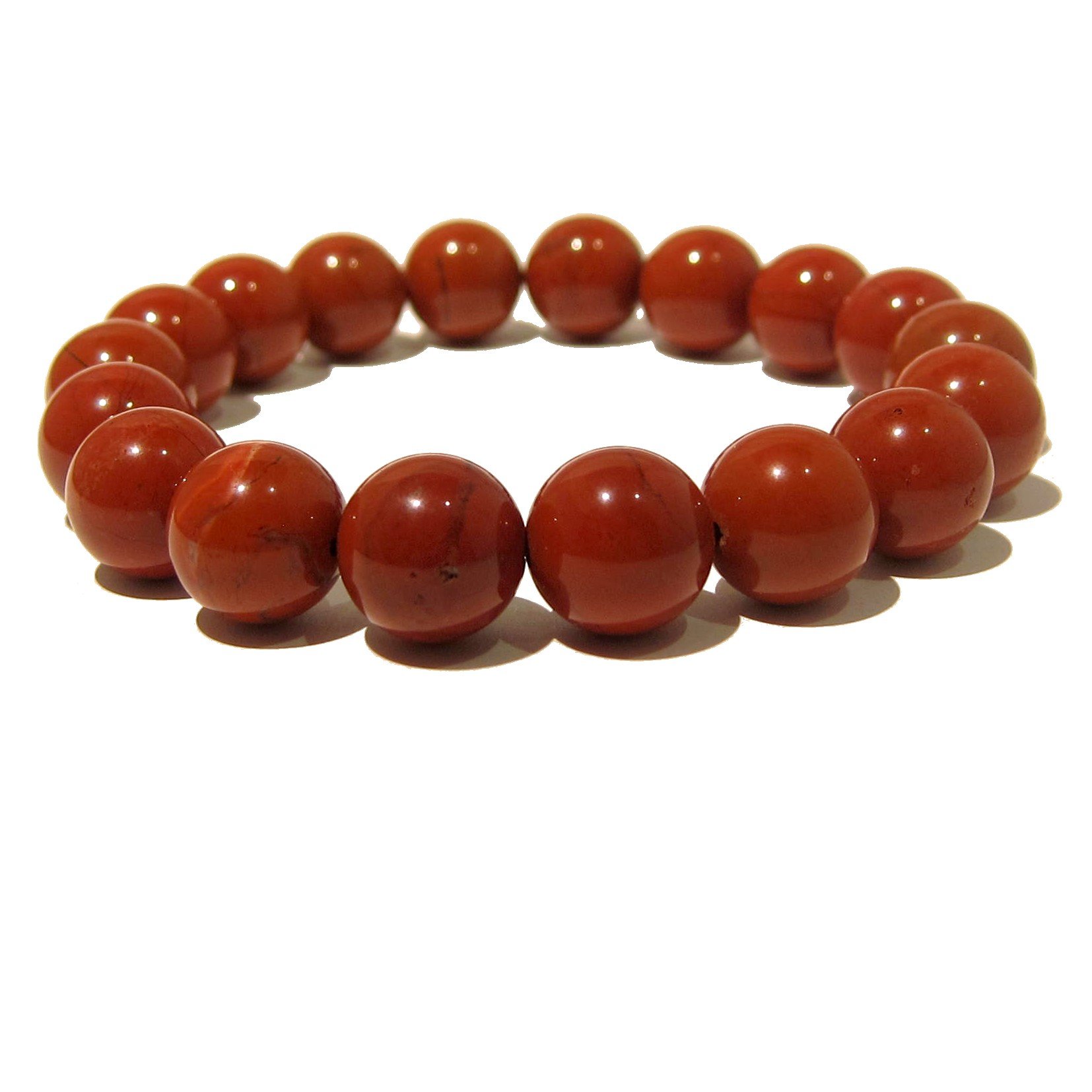 Jasper Bracelet 09 Red Stretch 11-12mm Round Natural Crystal Healing Stone (Gift Box)