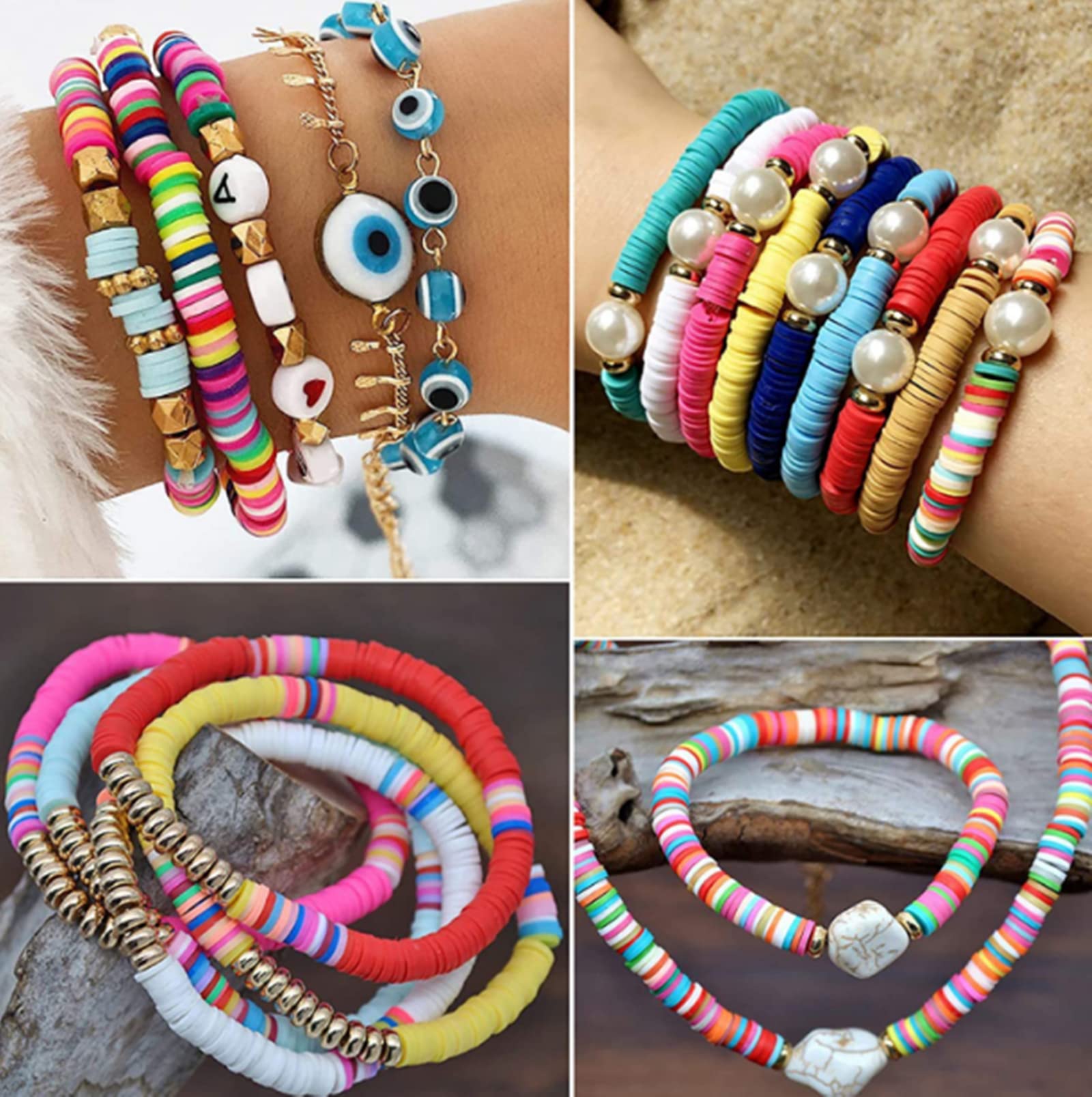 Binwat 4285 stuks klei platte kralen ronde polymeer klei spacer kralen voor armband maken sieraden Heishi kralen maken armbanden ketting oorbel doe-het- zelf ambachtelijke kit string