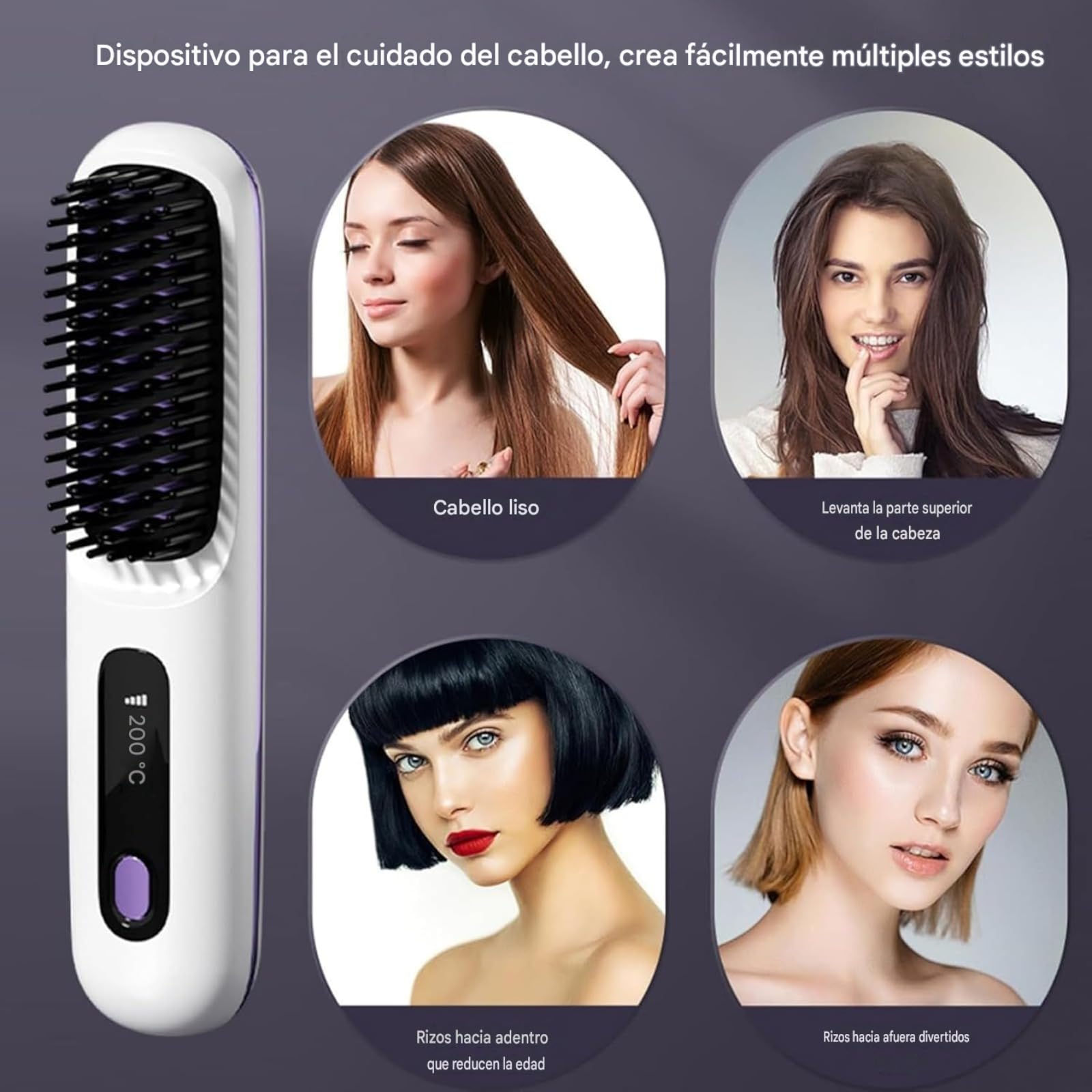 Cepillo Suavelia Para Cabello Corto,﻿3 Modos Con Control Sensible Al, Cepillo De Peinado De Calidad De Salón Para Y Desenredar | Práctico Compañero De Viaje (Negro)