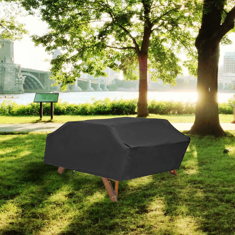 Fundas para mesa de patio, color negro, rectangulares, ajustables, para picnic al aire libre, cocina