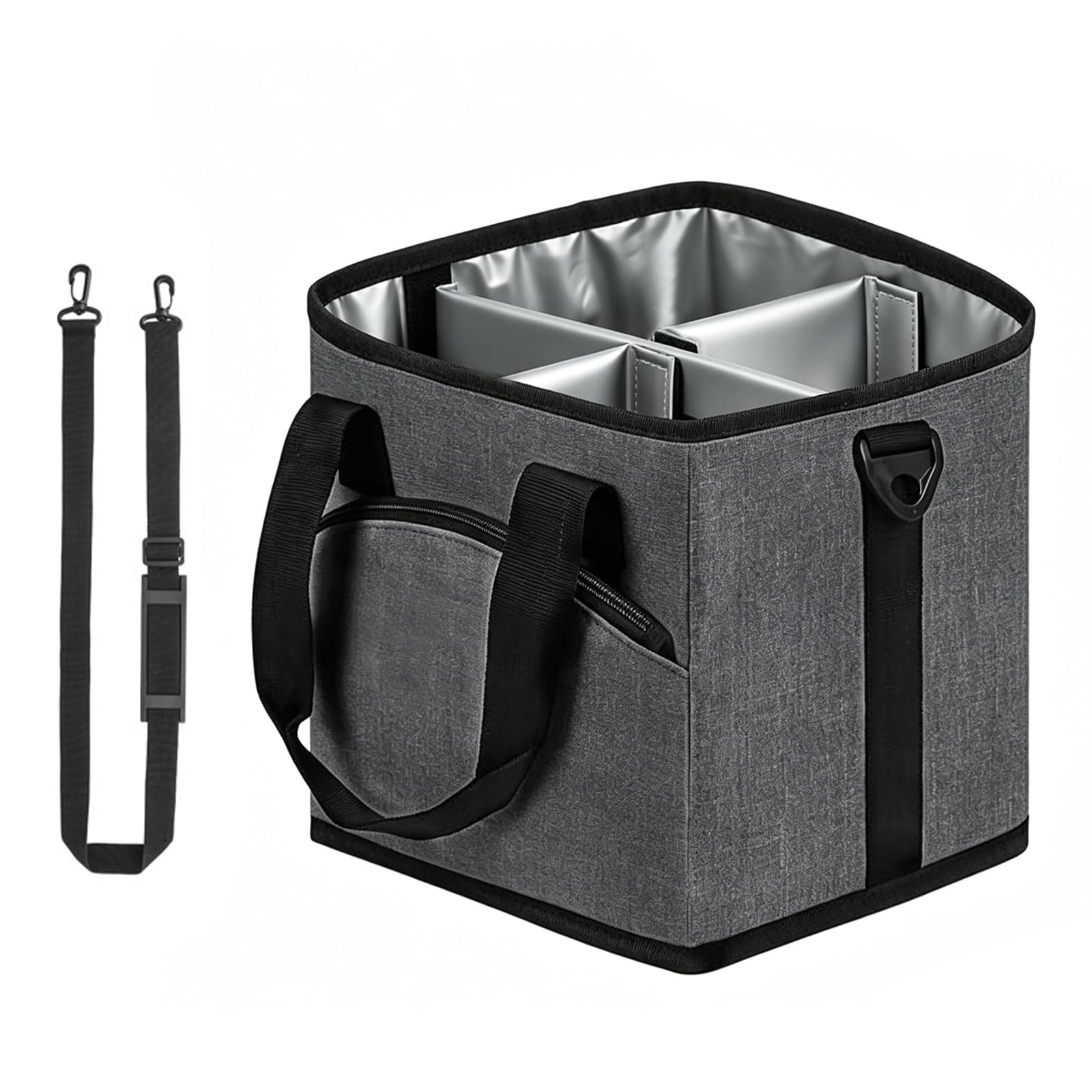 Collapsible 4 Water Bottle Holder with Adjustable Strap 4-Cup Drink Bag Portable Insulated Beverage Bags Multiple Tumbler Carrier Caddy Reusable Insulated 4 Cup Drinking Carrier