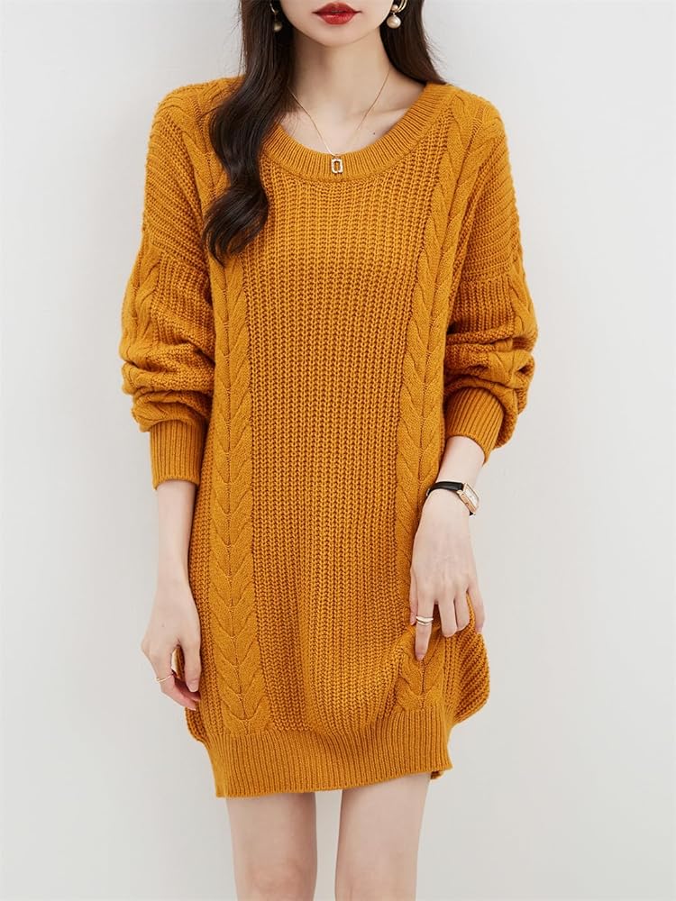 Robe Pull En Maille Tricot Torsadée Café Au Lait | Tricots | PLT FR