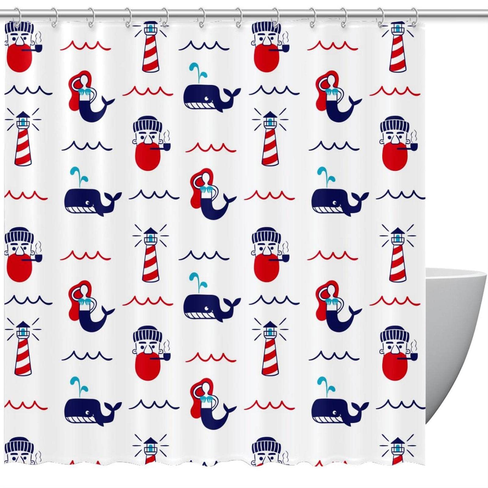 Rideau de douche baleine 183x183 cm sans odeur pour des moments de douceur en famille