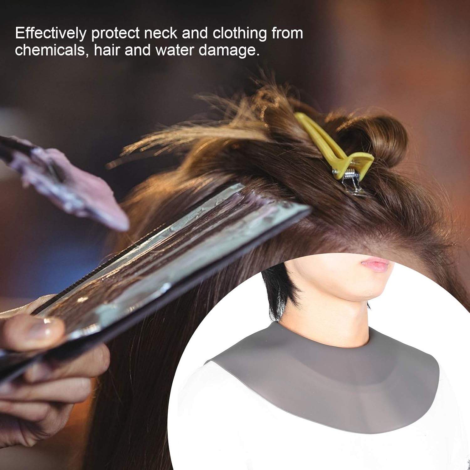 Hair Salon Stylist Cutting Collar Black Silicone Neck Wrap Guard for Haircut Hair Dye, Hair Cutting Cape Hair Coloring Hairdresser Stylist Dyeing Shawl(#3)