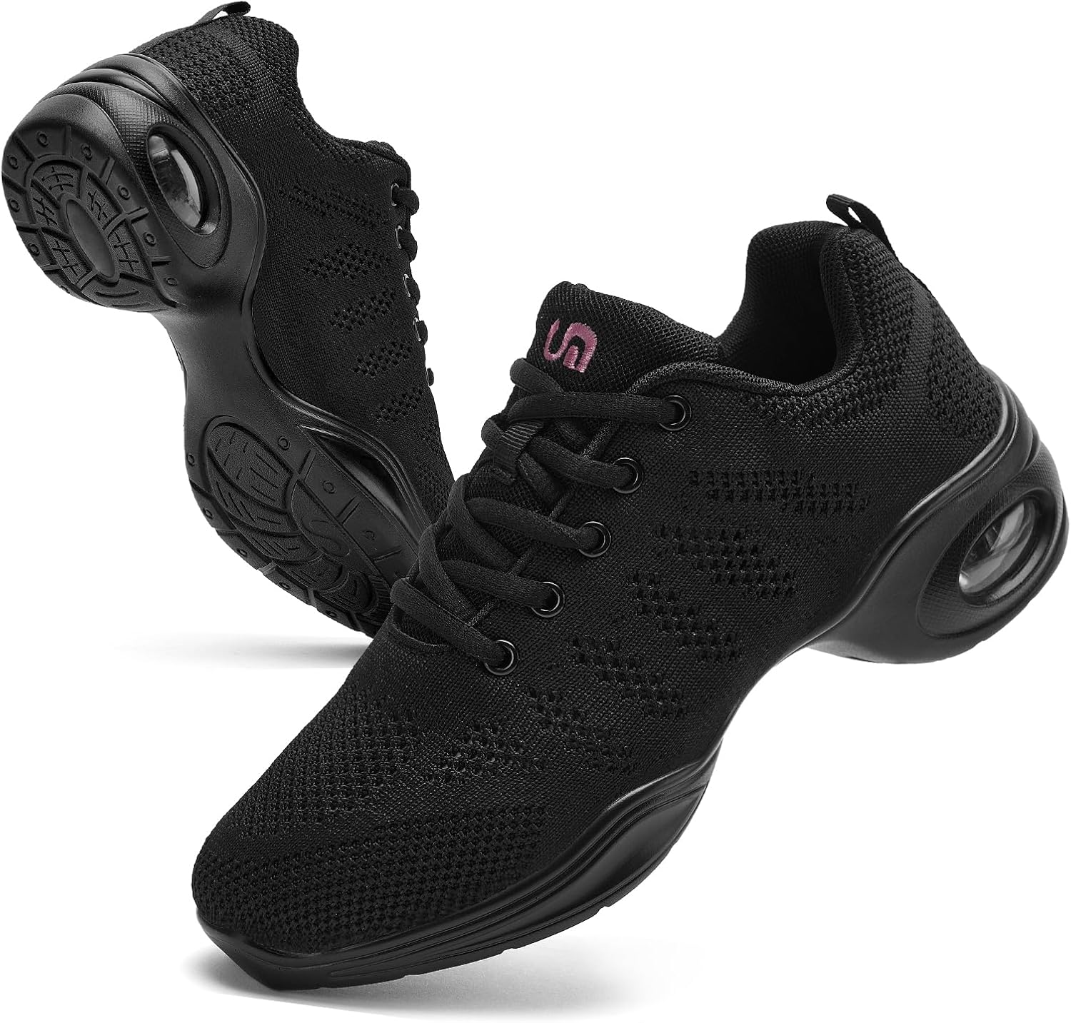 PPQ Women's Jazz Shoes Lace-up Sneakers Modern Dance Shoes Air Cushion Platform Walking Dance Shoes