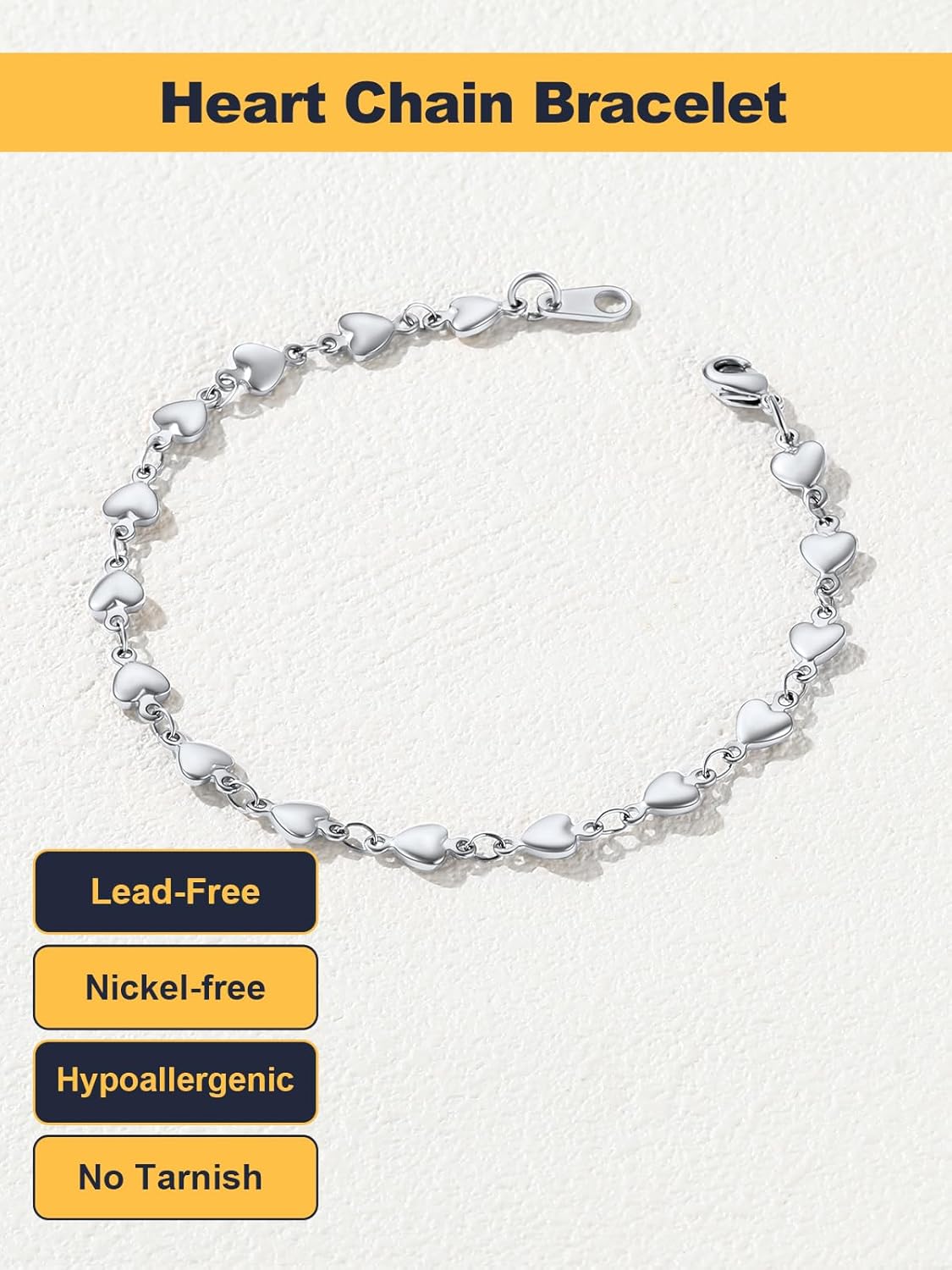 U7 Link Chain Bracelet for Men Stainless Steel, Cuban Link/Figaro Chain/Rope Chain/Heart Bracelets, 3mm/5mm/7mm/9mmm/12mm Width, Chain Wrist Bracelet for Men Women, 8"/8.3" Length - Image 5