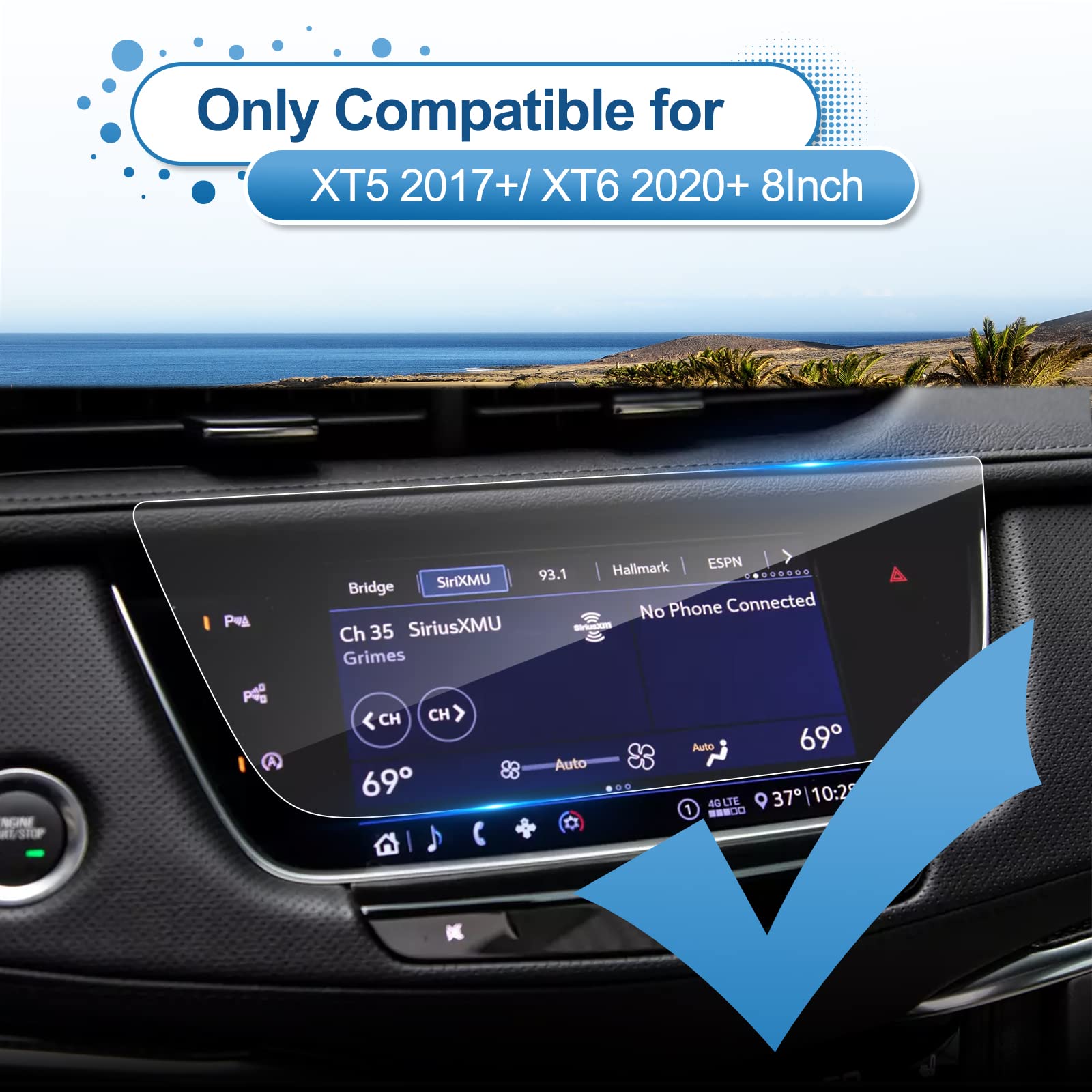 Coleya (Updated) 2015-2024 2025 Cadillac XT5 Screen Protector, for 2019-2024 2025 Cadillac XT6 Screen Protector, 9H Tempered Glass XT5 XT6 Luxury/Premium Luxury/Sport Accessories HD Transparent 8