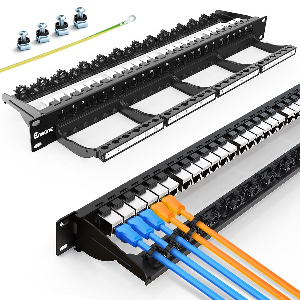 Panneau de brassage 24 ports CAT6A Keystone blindé avec gestion intelligente des câbles pour montage en rack de 48,3 cm