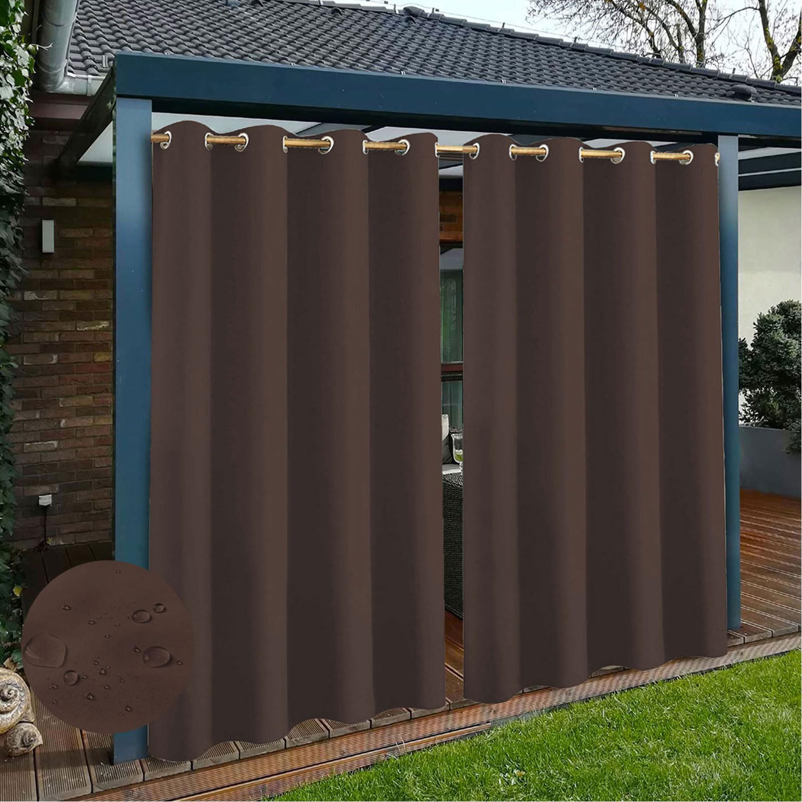 Terrasse imperméable - Résiste aux intempéries - Marron foncé - 259 x 264 cm - Idéal pour une utilisation en intérieur/extérieur - Œillets pour une suspension facile et une intimité optimale