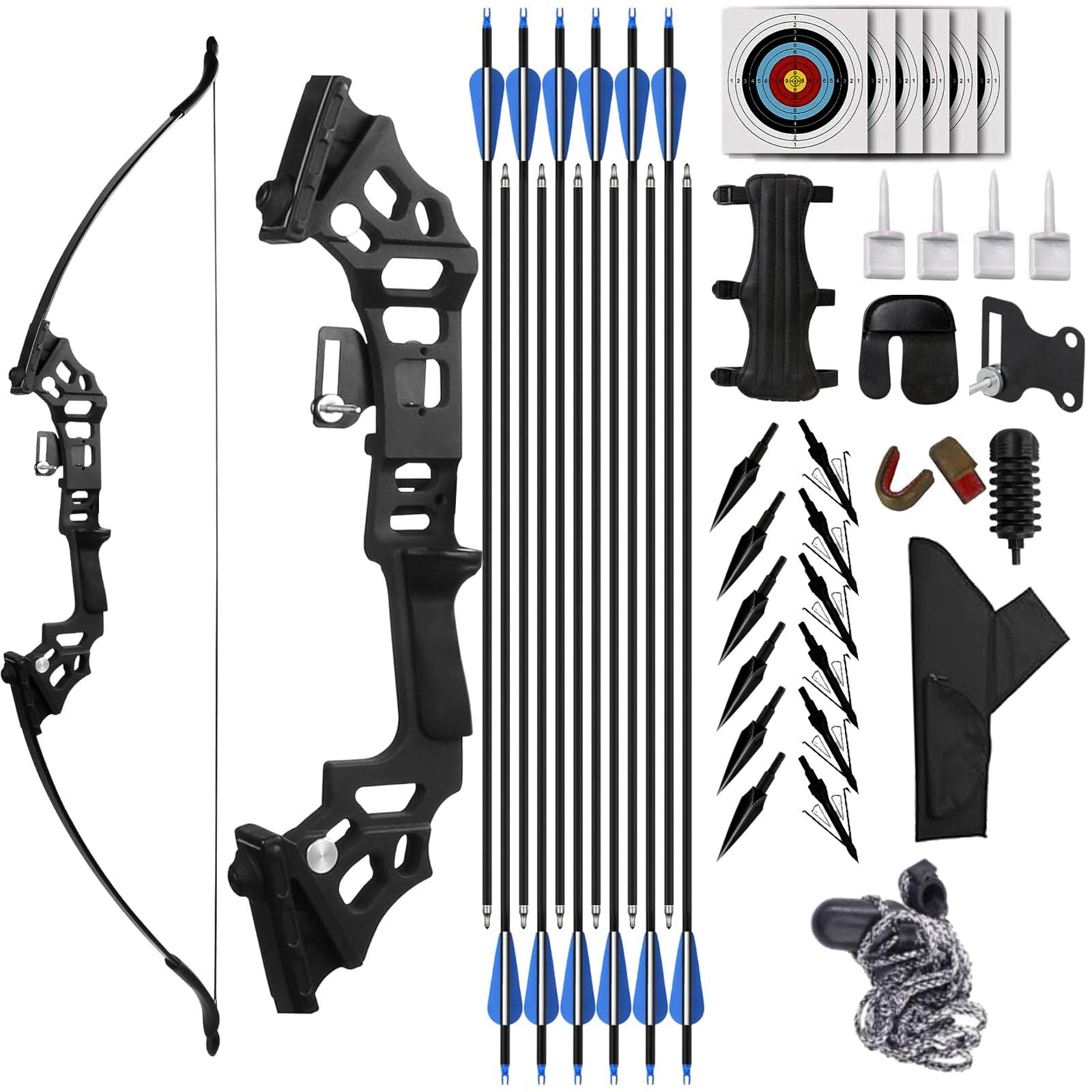 Bow and Arrow Set for Adults,recurve Bow Set for Beginners to Advanced,57" Ambidextrous Training Bow Kit,Outdoor Hunting and Target Practice 30LBS