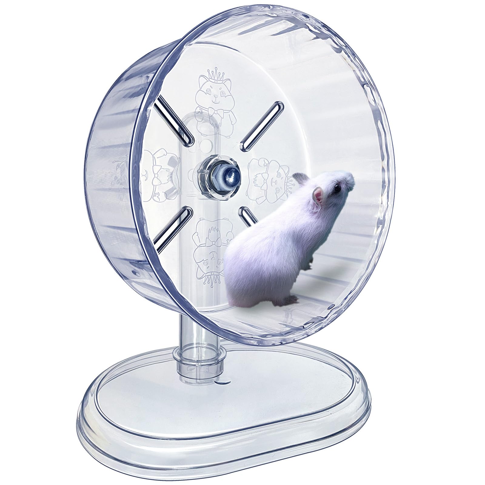 Silent Hamster Exercise Wheel,Quiet Hamsters Wheels,Adjustable Stand Silent Hamster Wheel for Hamsters,Gerbils,Mice,Small Animals (Transparent - Image 2