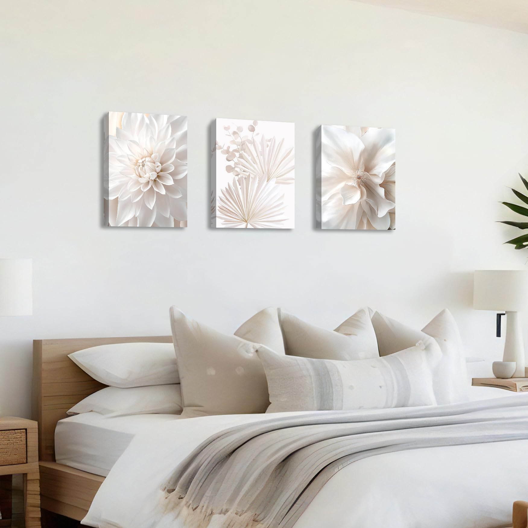 3 Pcs Wooden Framed Canvas Wall Art Set Bohemian Sage Green Canvas Prints Poster Geometric Line Beige Green Pictures for Living Room Bedroom Dinning Room Hallway Stairs Wall Decor 30x40cm x3pcs — view 419