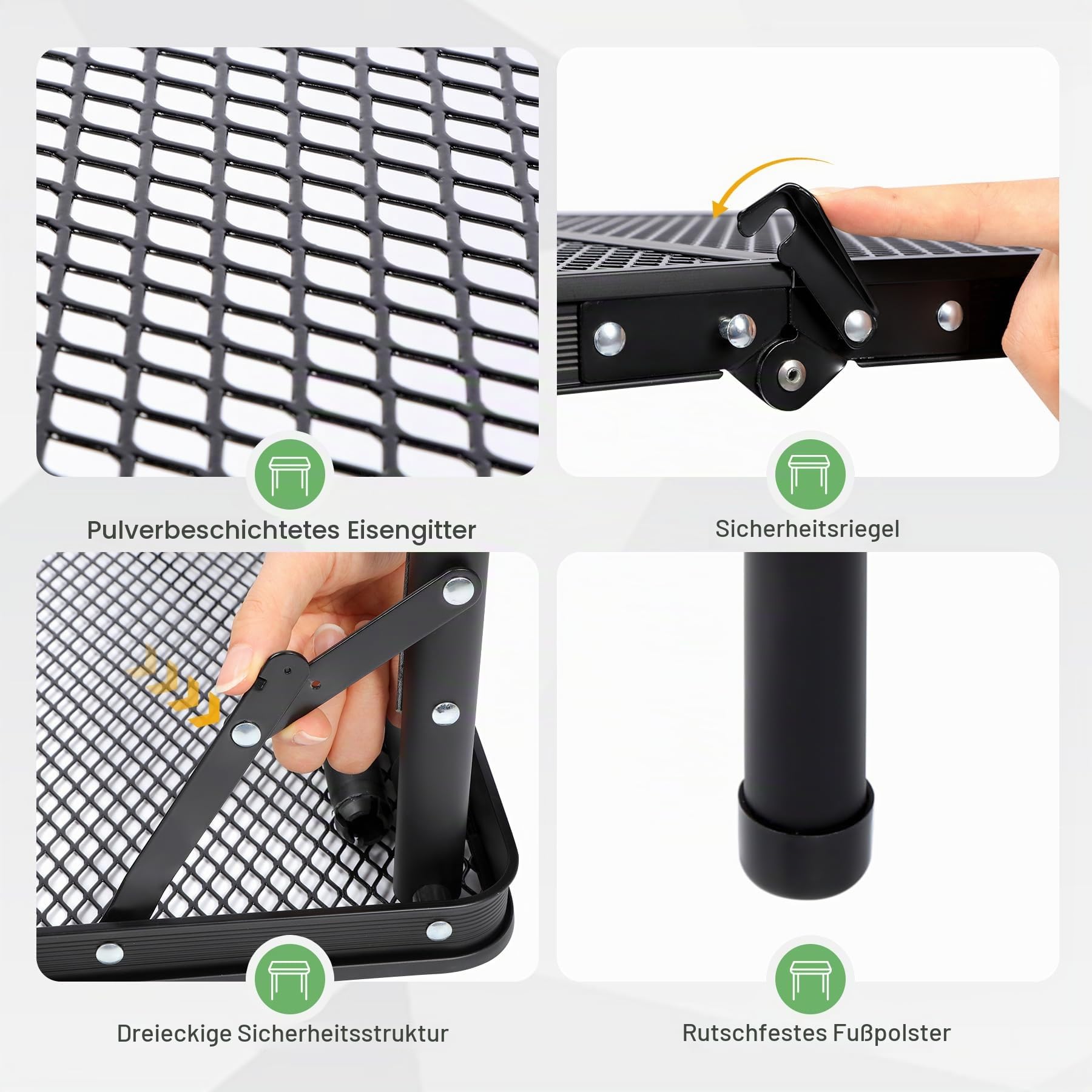 REDCAMP Tragbarer Grilltisch mit Mesh Desktop, höhenverstellbar, Schwarz | 87 x 40cm, Leichter Faltbarer Klappbarer Campingtisch, für Camping Kochen BBQ RV Picknick,einfach aufzubauen