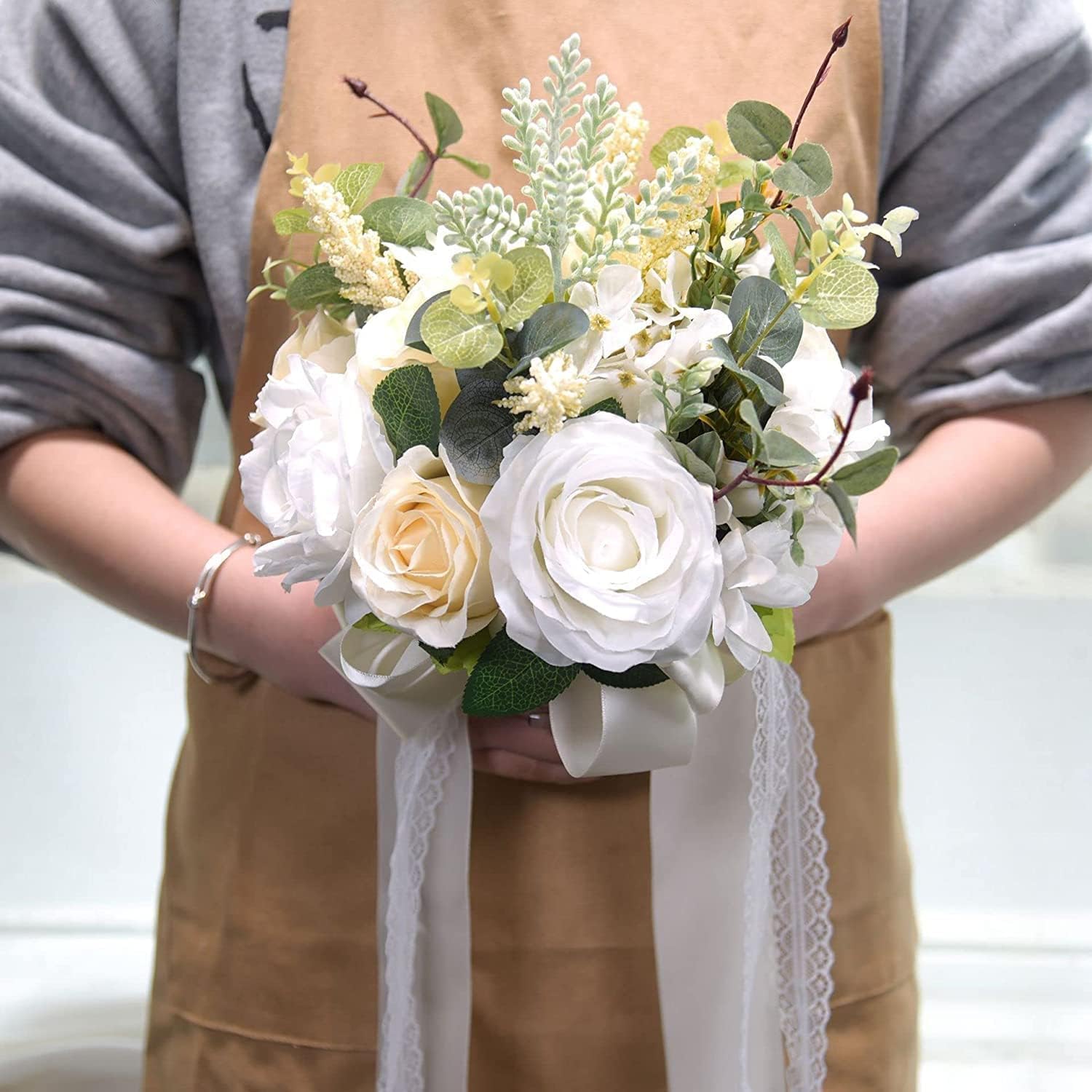 Amazon.co.jp: ウエディングブーケ ブートニア 2点セット 造花 花嫁