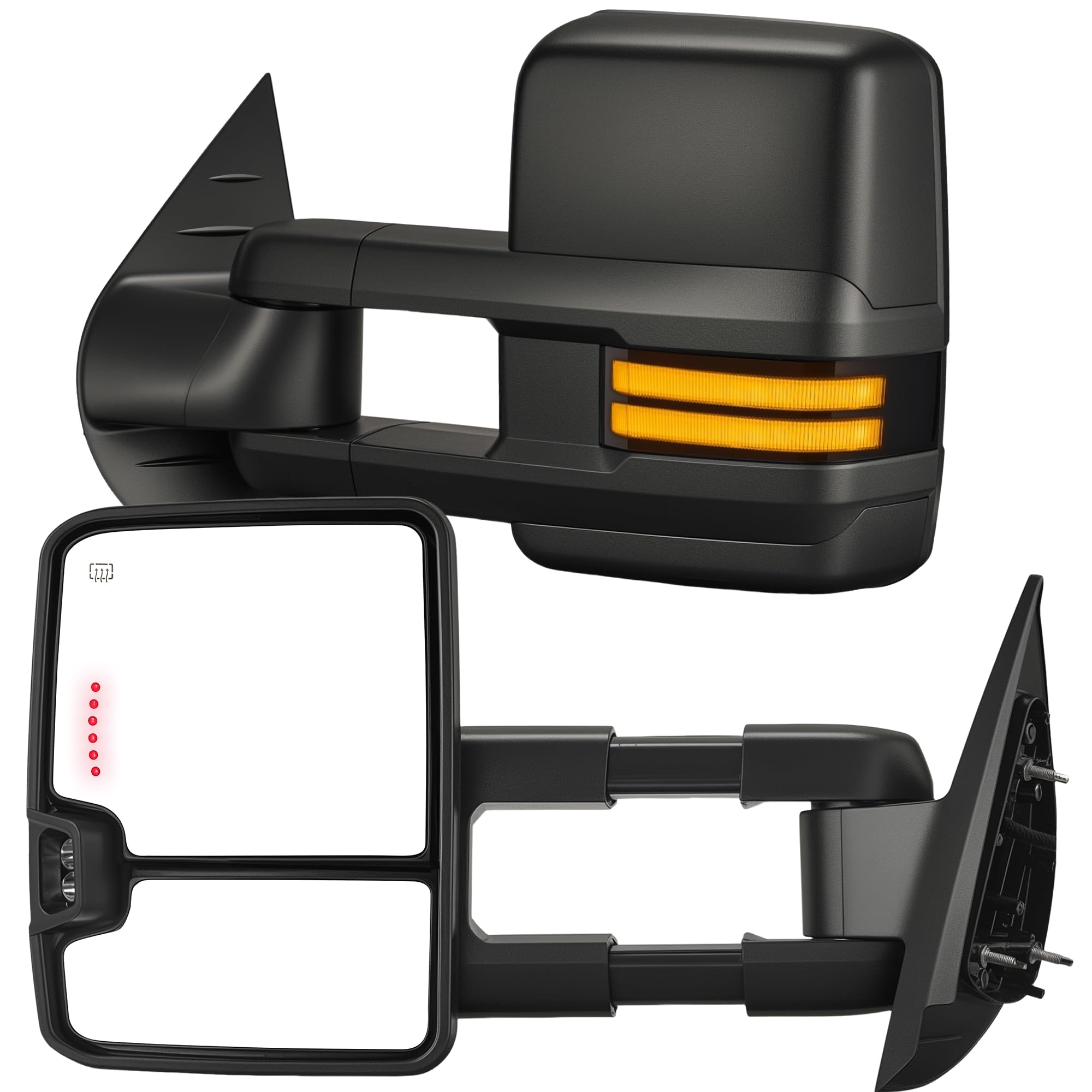 LUCTEND Tow Mirrors Compatible with 2007-2013 Chevy Silverado GMC Sierra, Extended Trailer Towing Side Mirrors with Sequential Switchback Turn Signal,