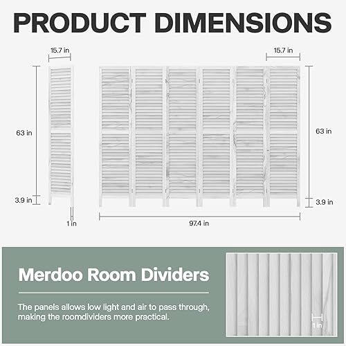 Miniatura 7 de Divisor de habitación de 4 paneles, pared divisora de madera de 5.6 pies de alto, divisores de habitación plegables, pantalla de privacidad de