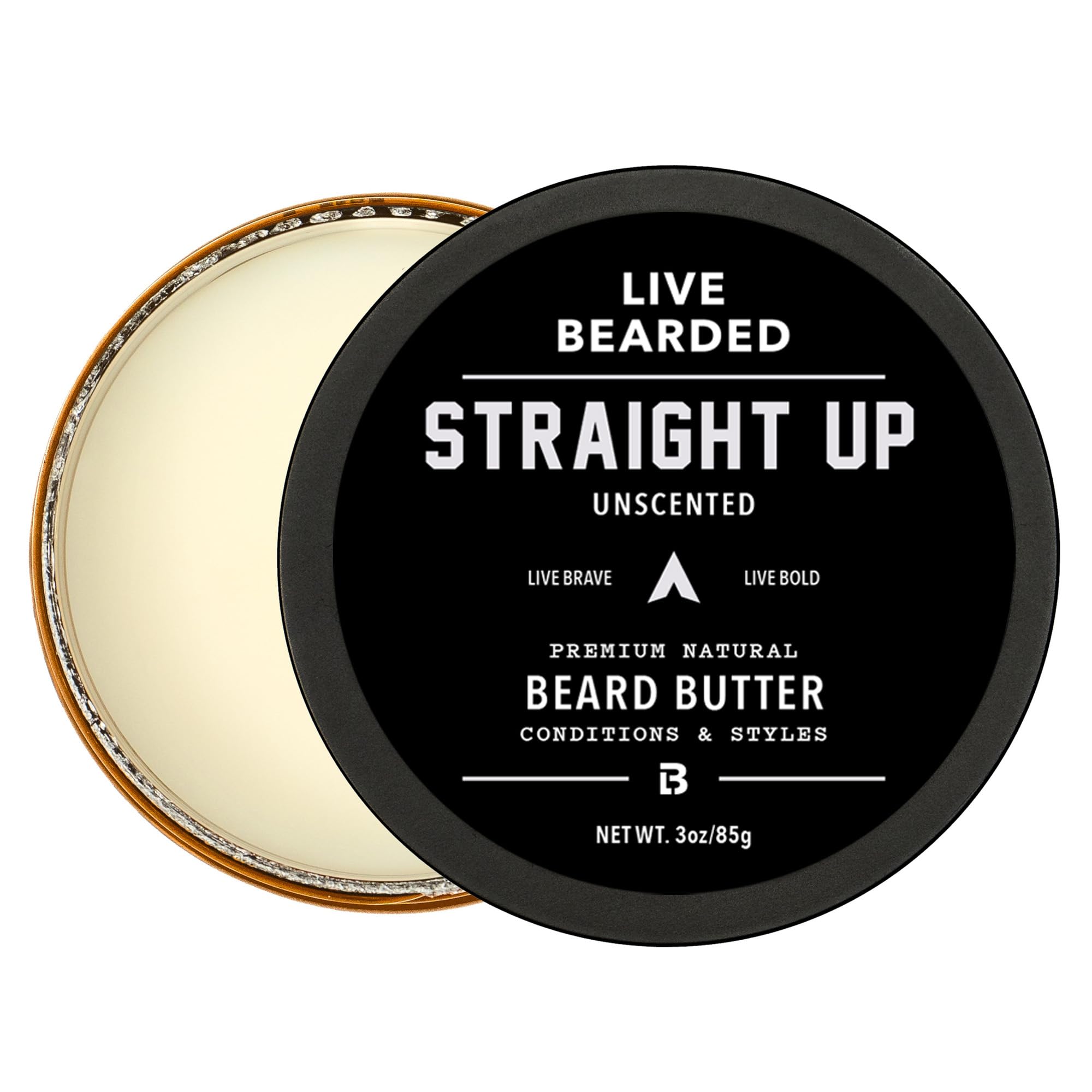 Beard Butter, 3 fl oz - Made in the USA - All-Natural Leave-in Conditioner and Softener with Shea | Straight Up Unscented - Fragrance-Free