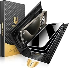 UNBREAKcable Privacy Screen Protector for iPhone 15 Pro Max, 3 Pack Full Coverage Tempered Glass [28° Anti-Spy] [9H Hardness] [Easy Installation Box] Shatterproof Private Screen Guard