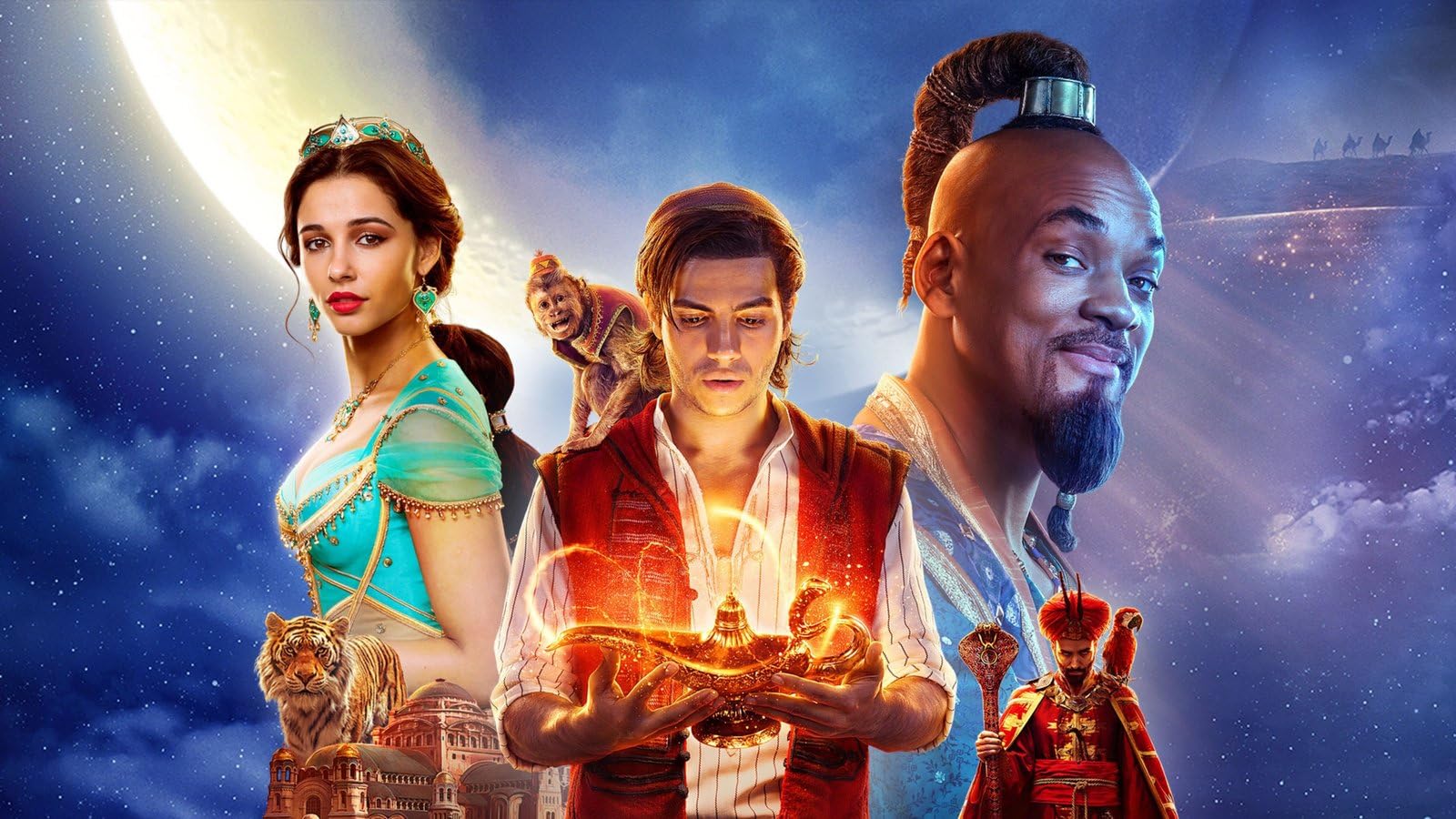 Aladdin 2019 29 A0 Poster on Canvas - Movie Art Poster in varie dimensioni per idee soggiorno o camera da letto. Immagini di film cult senza bordi Classic Iconic 70s 80s 90s Vintage Retro Home Wall D