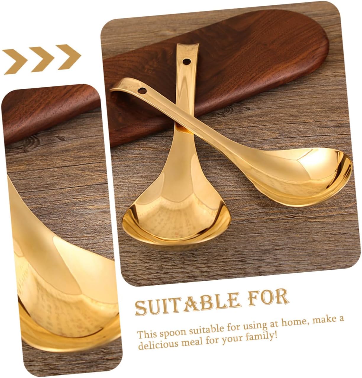 PRETYZOOM 2pcs Soup Rice Scoop Thickened Brass Serving Spoon Non-stick Kitchen Utensil for Household Use for Serving Rice and Soup Elegant Design Handle