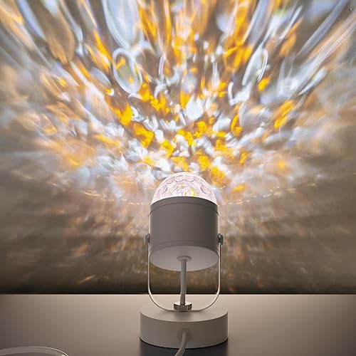 Joyzy Lámpara de mesa dinámica con ondas oceánicas, proyector de luz nocturna de ondas de agua para habitación, decoración de fiesta de Navidad,