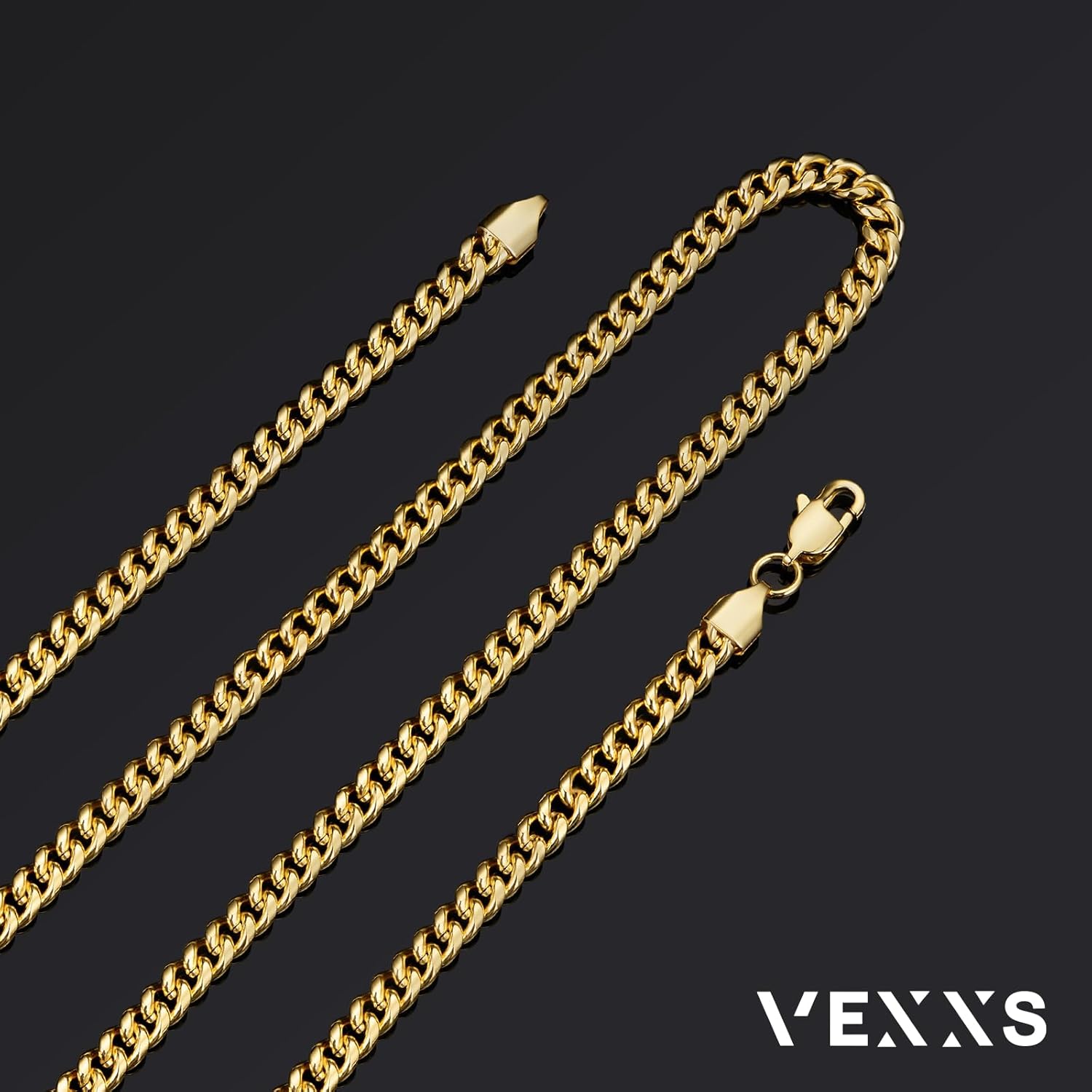 VEXXS Men's Gold Chain, 14K Real Gold Plated Miami Cuban Link Chain, Durable No Color Fading 4mm 5mm Men’s Necklace Chain - Image 5