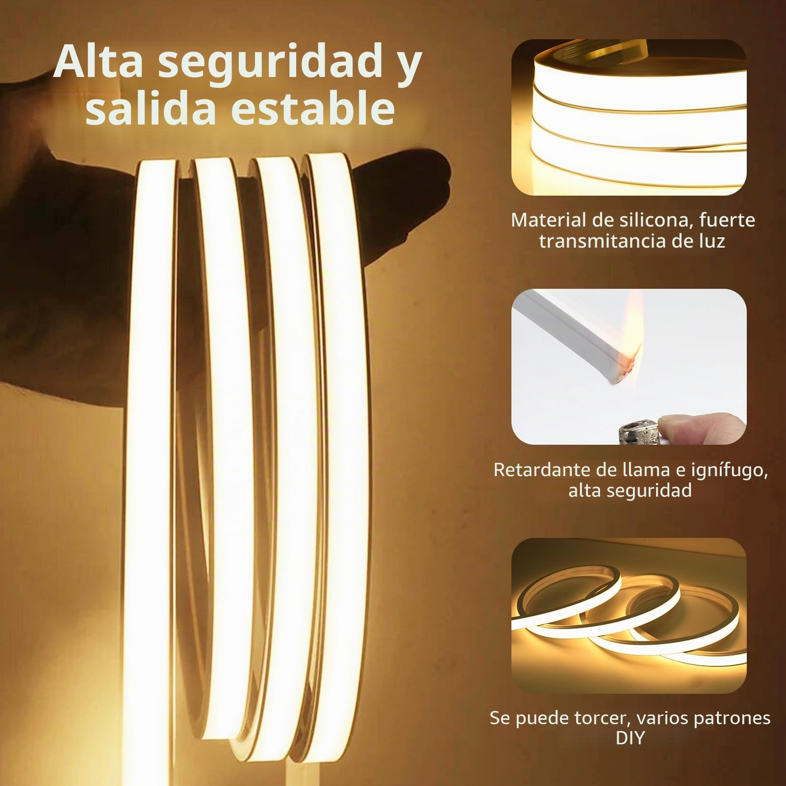 Neon Tira LED 20 metros 220V Dimmable Blanco Cálido 3000K-Blanco Frío 6500K Silicona Luces LED Habitacion Exterior Impermeable IP65 Leds Strip Neón Flexible 20m con Enchufe, Control Remoto