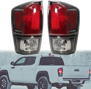 Black Bezel Tail Light Assembly, for Toyota Tacoma TRD Pro Pickup 2016 2017 2018 2019 2020, Clear Lens Rear Tail Lamp, OE# TO2800201, 8156004200, TO2801201, 8155004200, Driver&Passenger Side 1 Pair