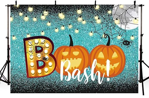 MEHOFOTO Decoración de fiesta de Halloween, decoración de fiesta de estudio fotográfico, accesorios de fondo con luces de calabaza, boo, banderín de