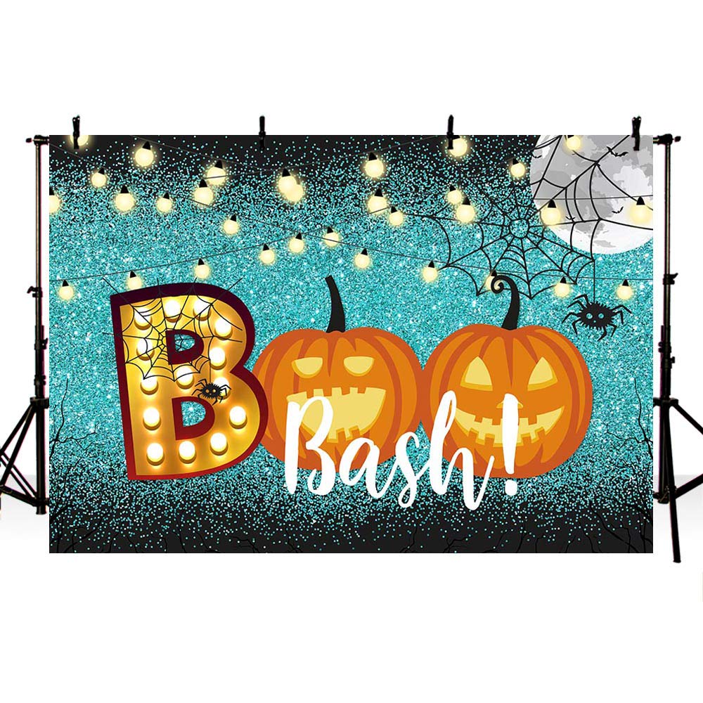 Sfondo Fotografico Halloween 220x150cm – Fantasma E Scritta Happy Boo Day, In Vinile