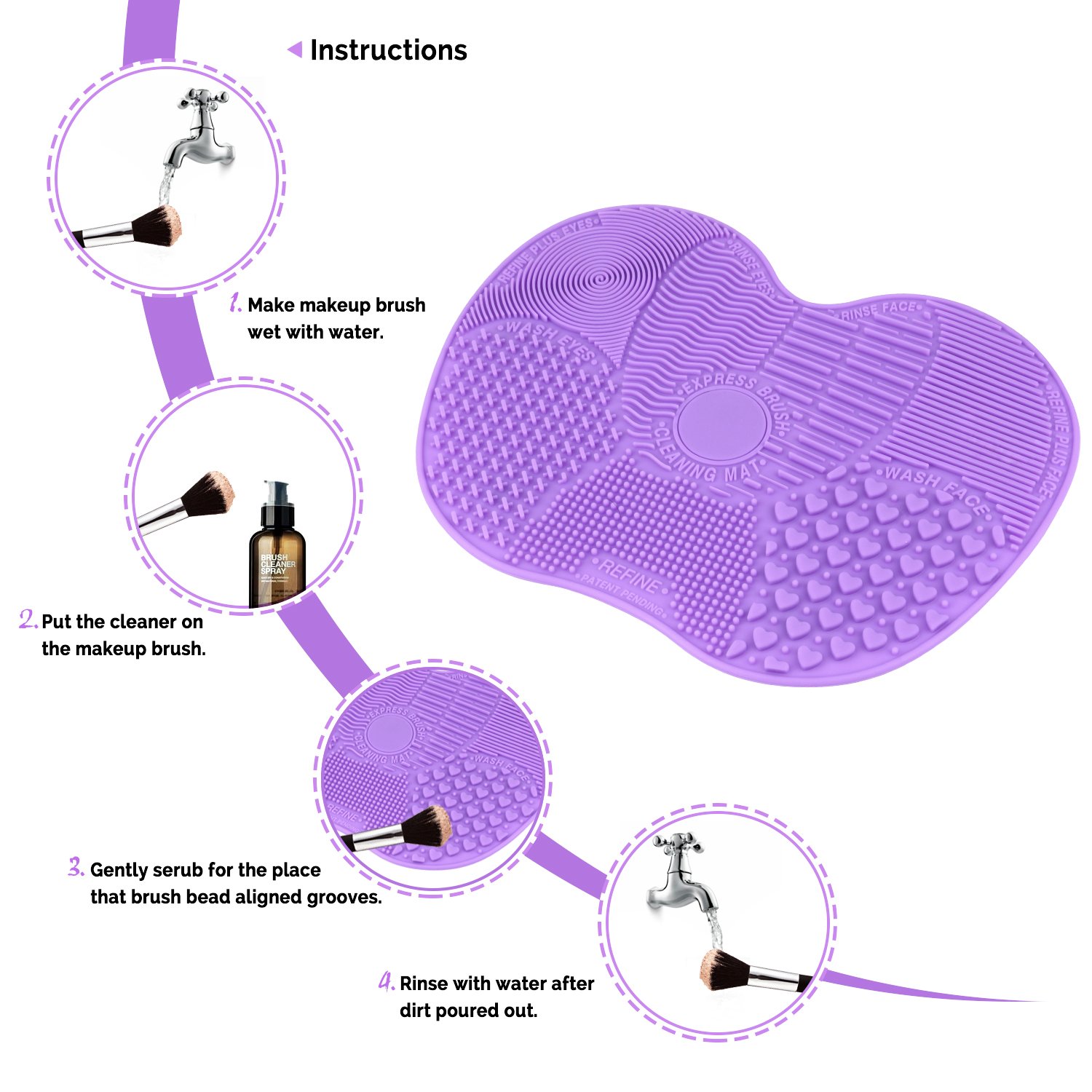 ESARORA Makeup Brush Cleaning Mat and 28 Holes Brush Drying Tower Set
