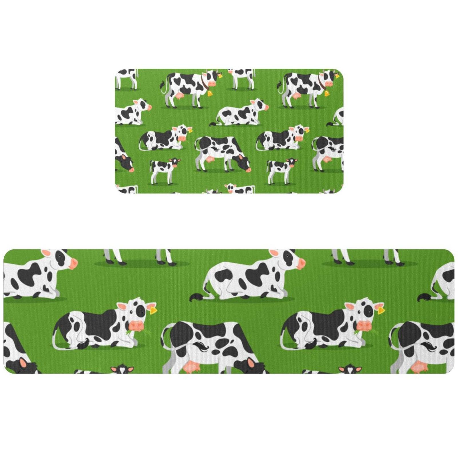 Tapis de cuisine absorbant et antidérapant lot de 2 design vaches pour sol sécurisé