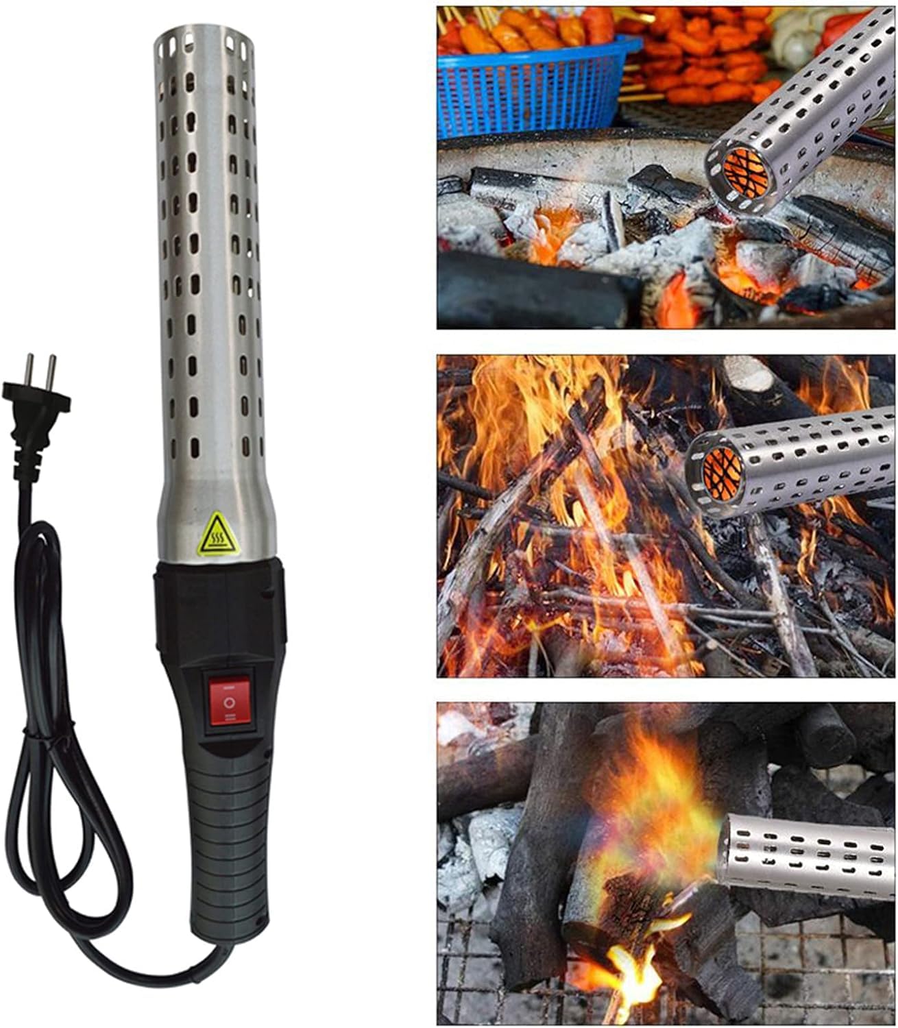 Encendedor De Carbón Eléctrico para Barbacoa, Accesorio para Encender Rápidamente El Fuego, Ahumador Y Parrilla.