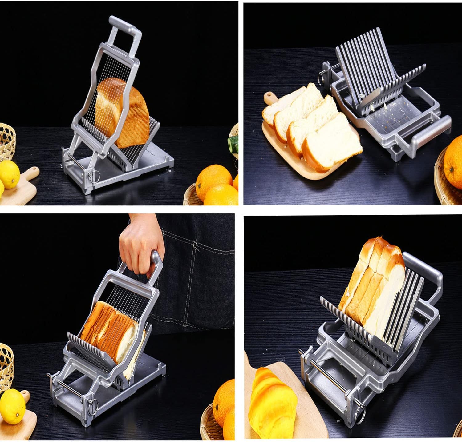 Manual Cheese Slicer Cutter Hand Held Toast Bread Sandwich Slicer with 1cm&2cm Stainless Steel Wire, Multifunctional Vegetable Butter Luncheon Meat Cutting for Home