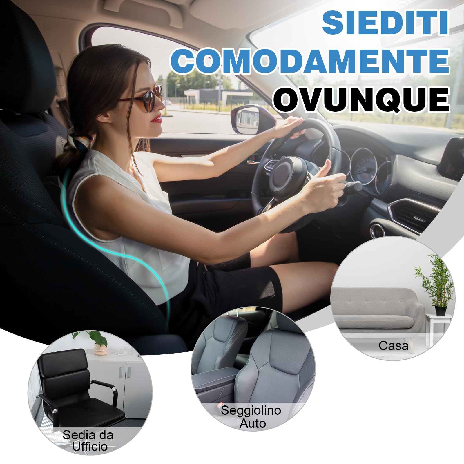 Cuscino Lombare In Alcantara Per Auto - Alfanxi - Supporto Per Schiena In Pelle E Dupont Sorona (Bianco 1042)