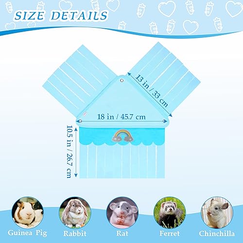 Miniatura 5 de Escondite de conejillo de indias, lindo conejillo de indias esquinero de forro polar con cortina de 3 lados, hamaca de conejo de juguete y cama de