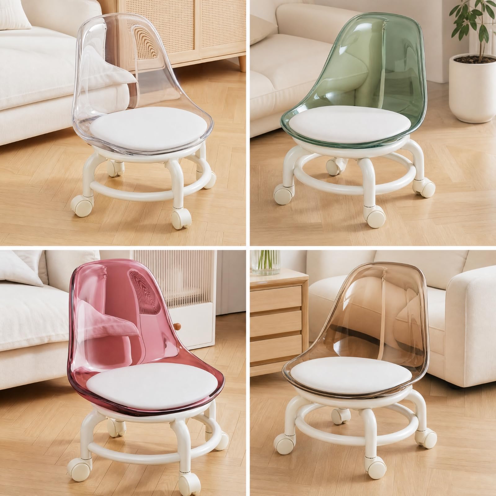 Chaise Coque En Acrylique Traparent Rembrré Chaise Basse à Rltes Compact Rlant Bas Ergonomique pr Appartement, lon, Café