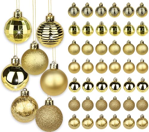 Adornos de bola de Navidad de 1.57 pulgadas, color dorado, 42 piezas inastillables, decoración de árbol de Navidad, juego para colgar en bodas,