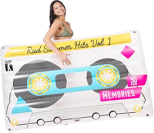 BigMouth Inc. Flotador gigante retro para piscina, balsa inflable de más de 5 pies de largo, juguete inflable duradero para fiesta de verano