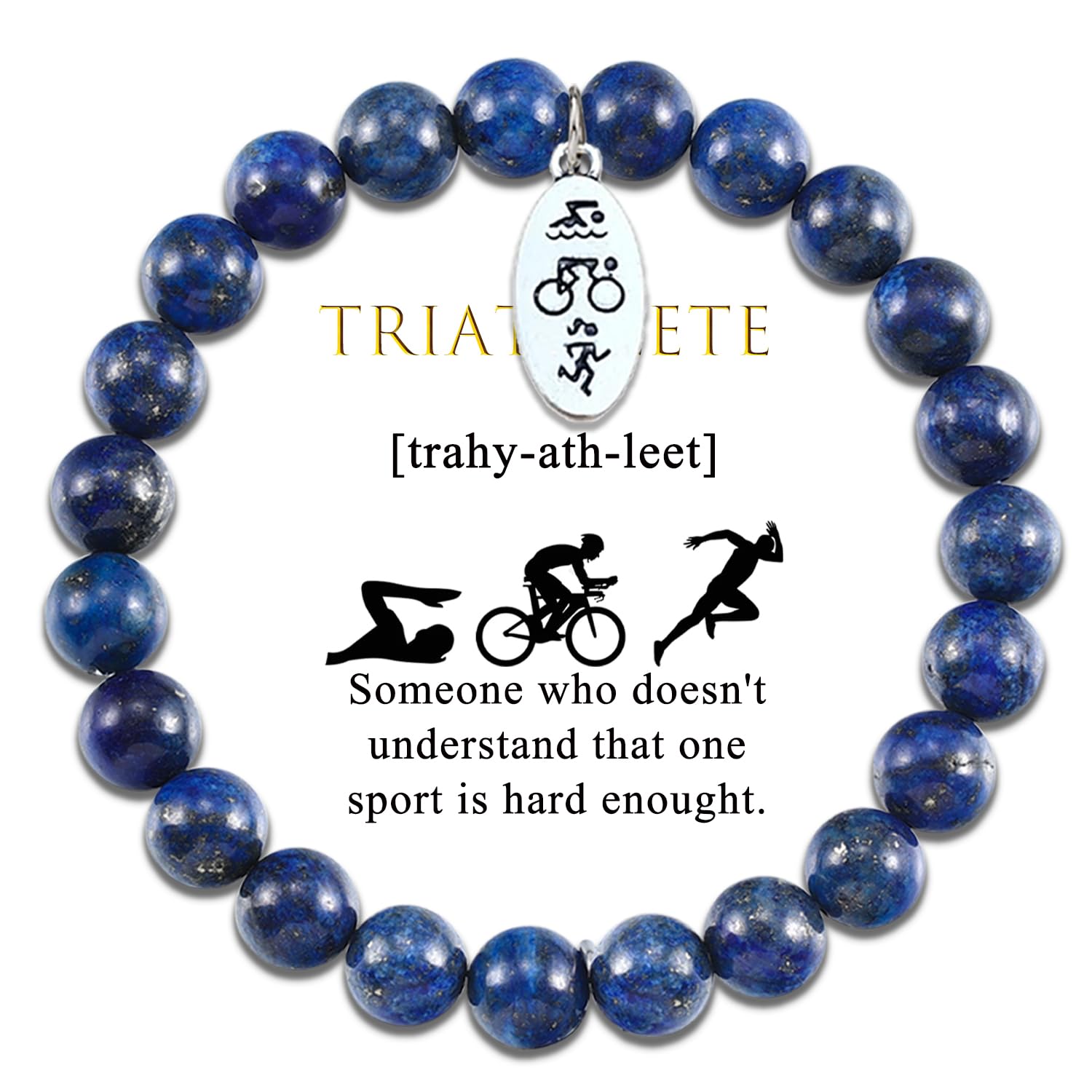 Triathlon Running Swimming Cycling Gifts for Triathletes Sports Gifts Sports Bracelets Gifts for a Runner Sports Bracelets for Men (Blue Triathlon)
